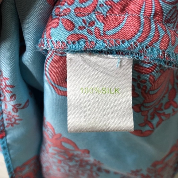 Lilly Pulitzer Silk Tank Top Print Size 0 Blue Red Scoop Neck Women’s - Picture 5 of 6